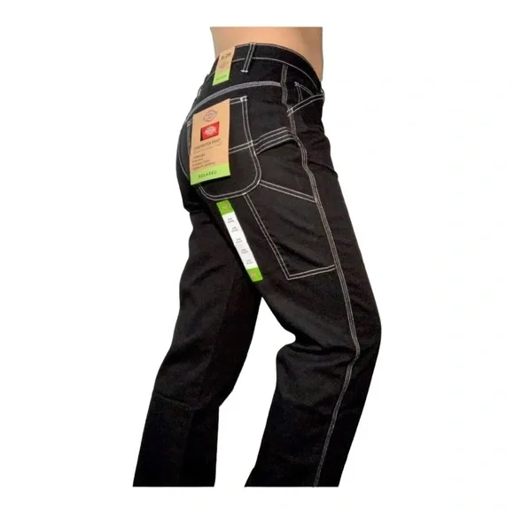 Dickies Classic Carpenter Black Contrast Stitch Straight Leg Jeans 13/31 -15/32 - Picture 1 of 14